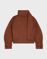 scarf jacket IN WOOL CLOTH - COGNAC -  - 2 | CELINE