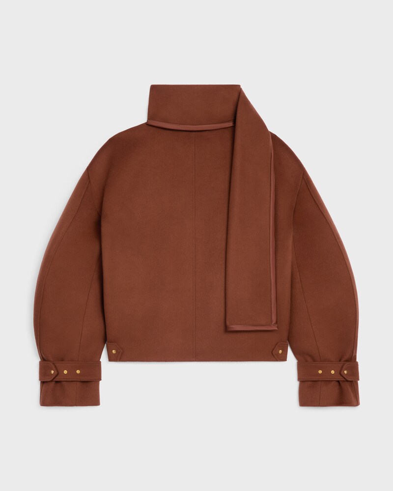 scarf jacket IN WOOL CLOTH - COGNAC -  - 1 | CELINE