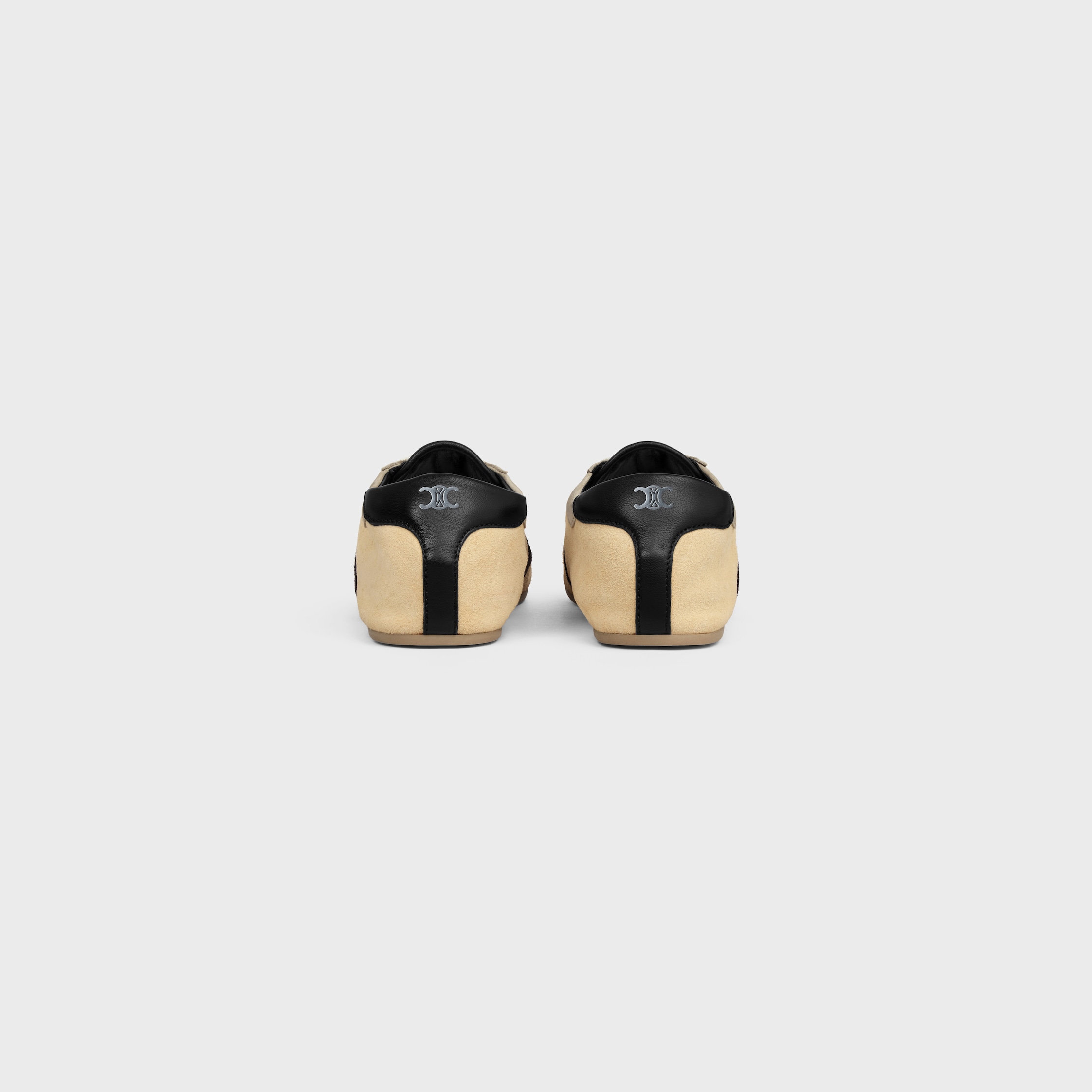 THE FLAT SNEAKER IN SUEDE CALFSKIN AND LAMBSKIN - ECRU / BLACK