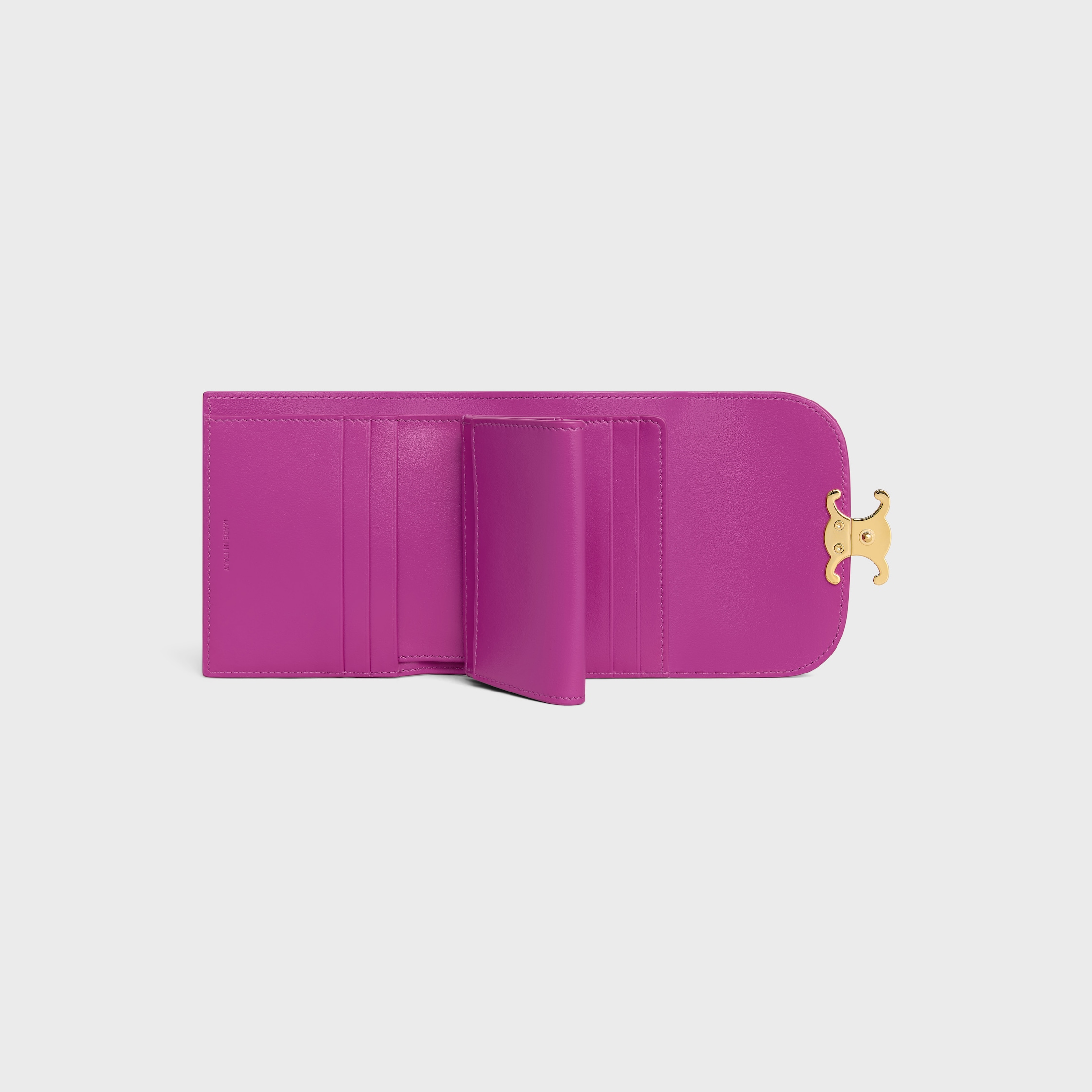 SMALL FLAP WALLET TRIOMPHE IN SUEDE CALFSKIN - MAGENTA | CELINE