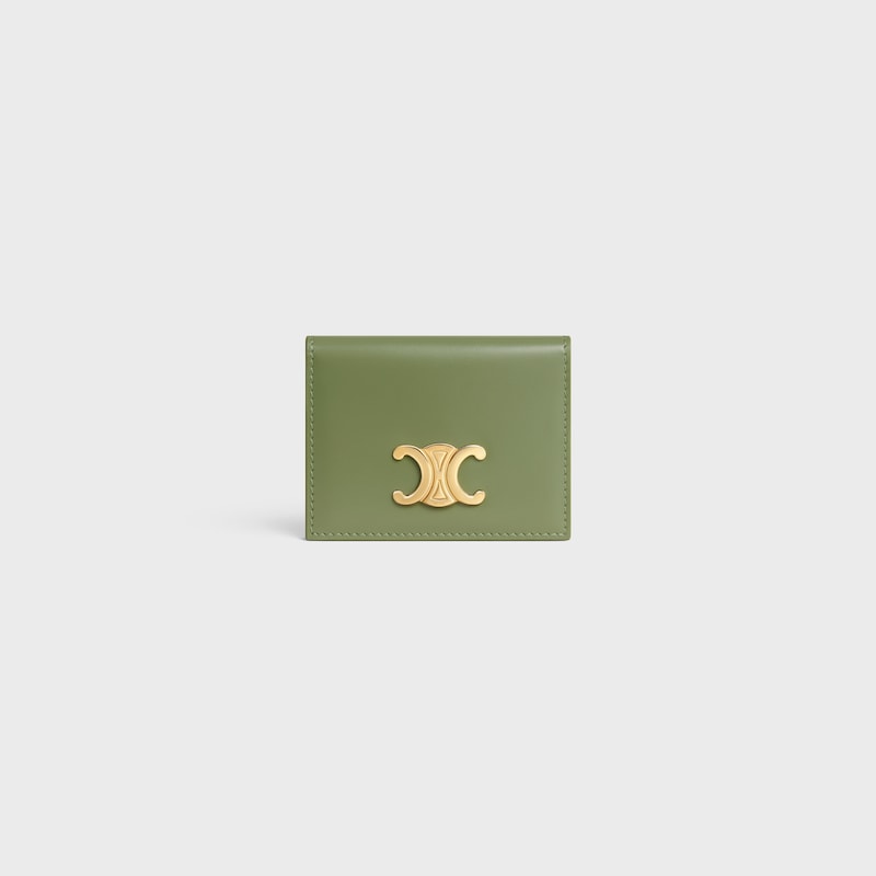 BI-FOLD CARD HOLDER TRIOMPHE IN Shiny calfskin - LIGHT KHAKI - NEW - 1 | CELINE