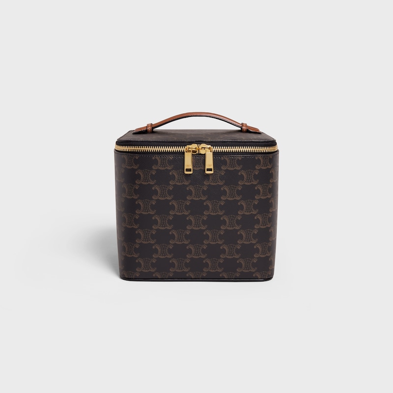 SQUARE VANITY CASE IN TRIOMPHE CANVAS AND CALFSKIN - TAN - TRAVEL SPRAYS - 1 | CELINE