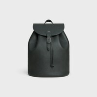 MOCHILA FOLCO GRANDE DE PIEL DE BECERRO CON TEXTURA GRANULADA - VERDE NOCHE - BOLSOS DE VIAJE - 1 | CELINE