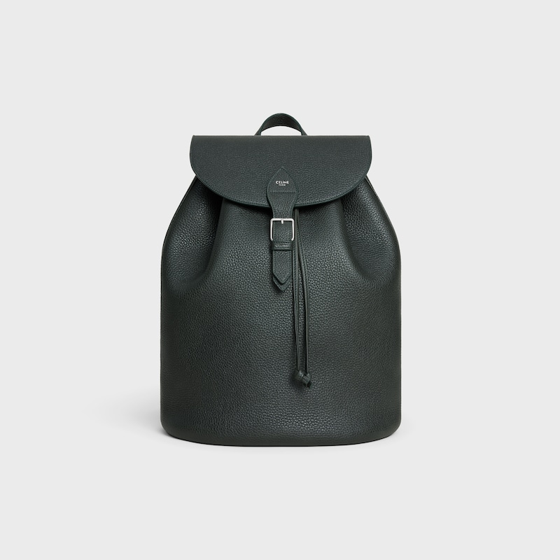 LARGE BACKPACK FOLCO IN GRAINED CALFSKIN - NIGHT GREEN - BACKPACKS - 1 | CELINE