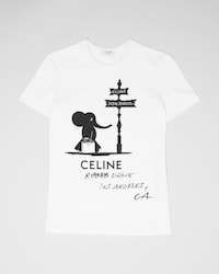 T-SHIRT IN ribbed cotton jersey - OPTIC WHITE / BLACK -  - 1 | CELINE