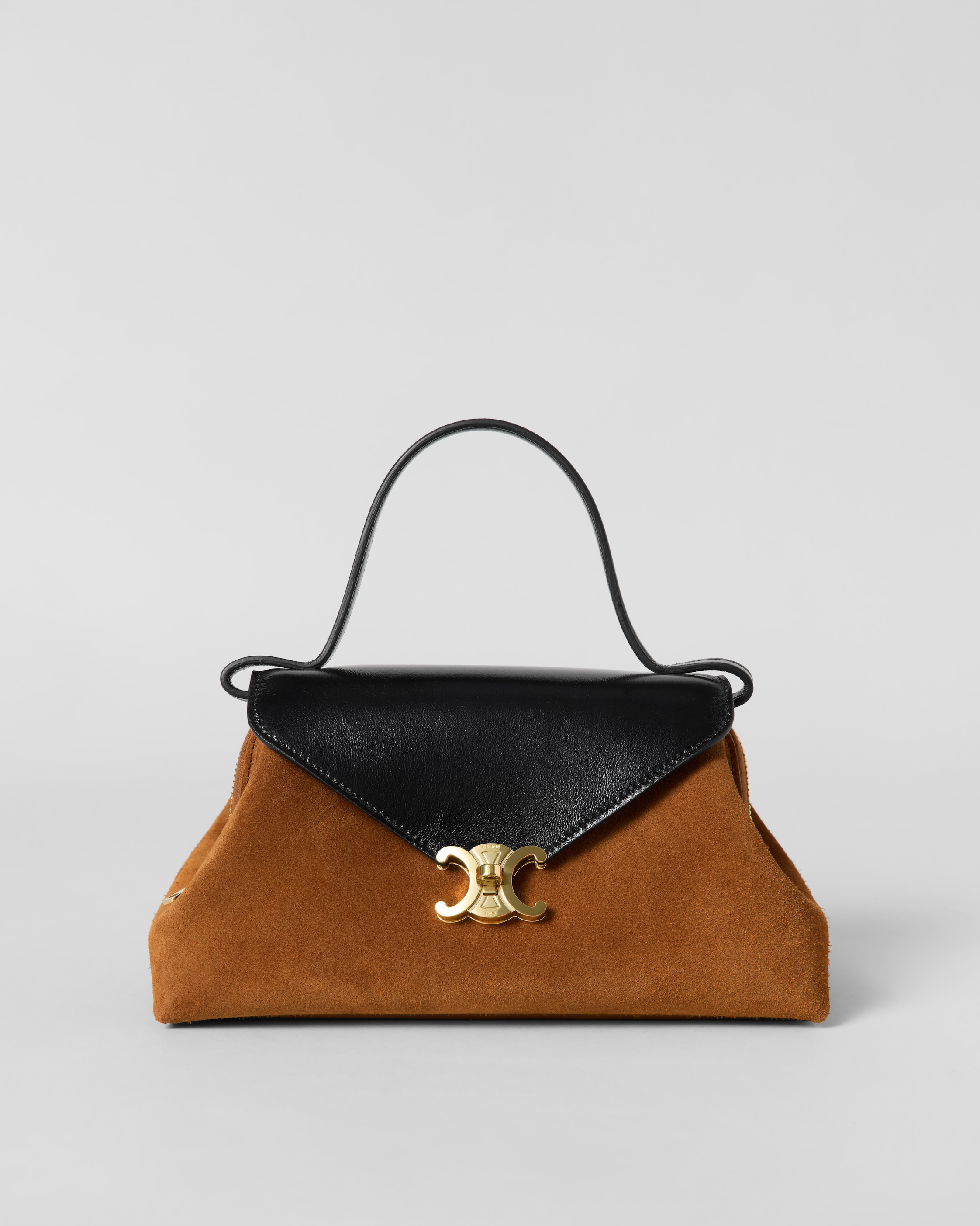SMALL FLAIR IN SUEDE CALFSKIN AND GLOSSY LAMBSKIN - CAMEL / BLACK