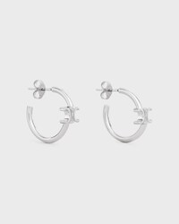 Triomphe Asymmetric Hoops in Brass with Rhodium Finish - SILVER - GIFT FINDER - 2 | CELINE