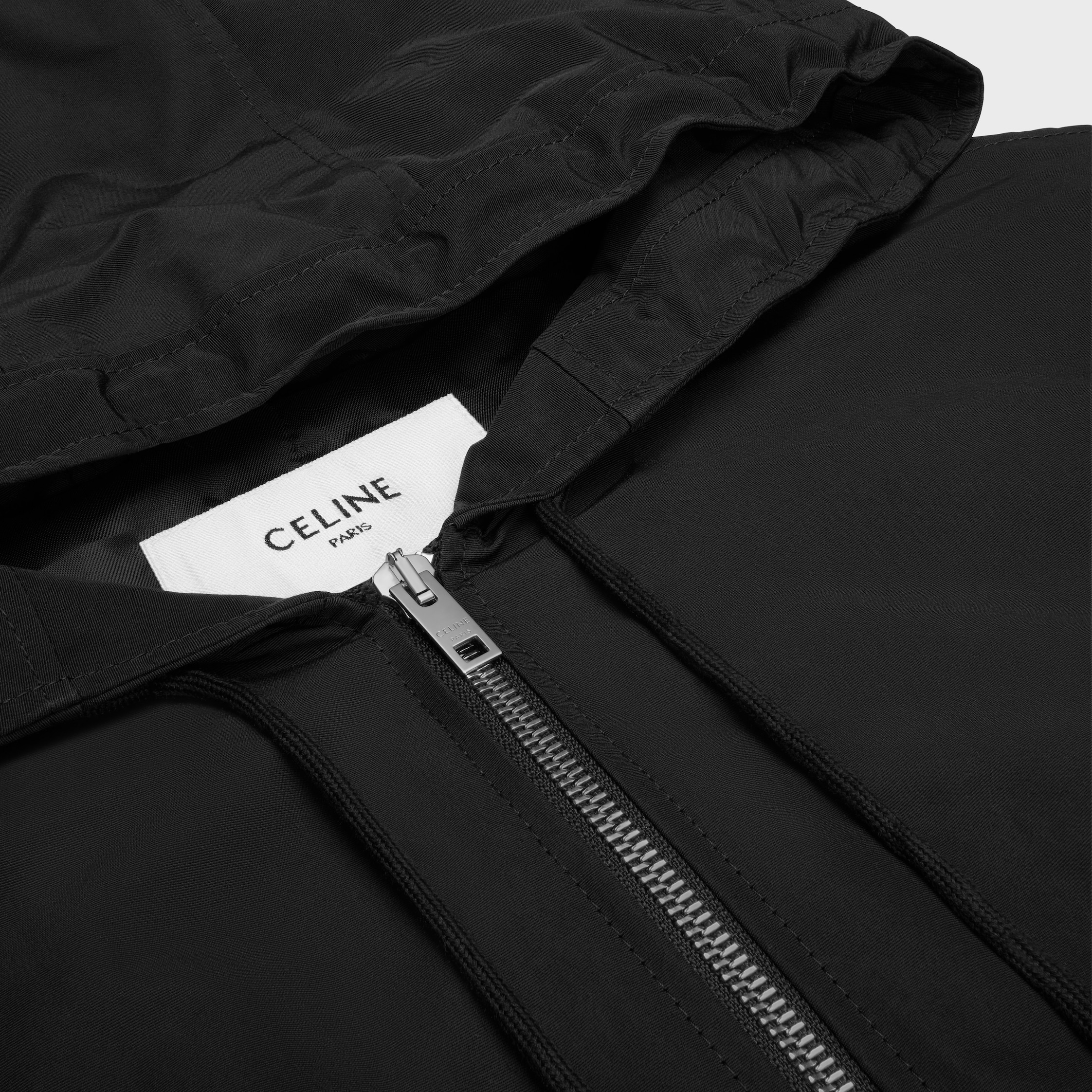 美品 セリーヌ CELINE 2020 ジャケット ウインドブレーカー ジップアップ ナイロン アウター メンズ XL ブラック WINDBREAKER IN NYLON
