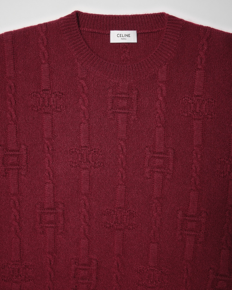 oversized crewneck sweater IN CASHMERE chains triomphe - BURGUNDY -  - 1 | CELINE