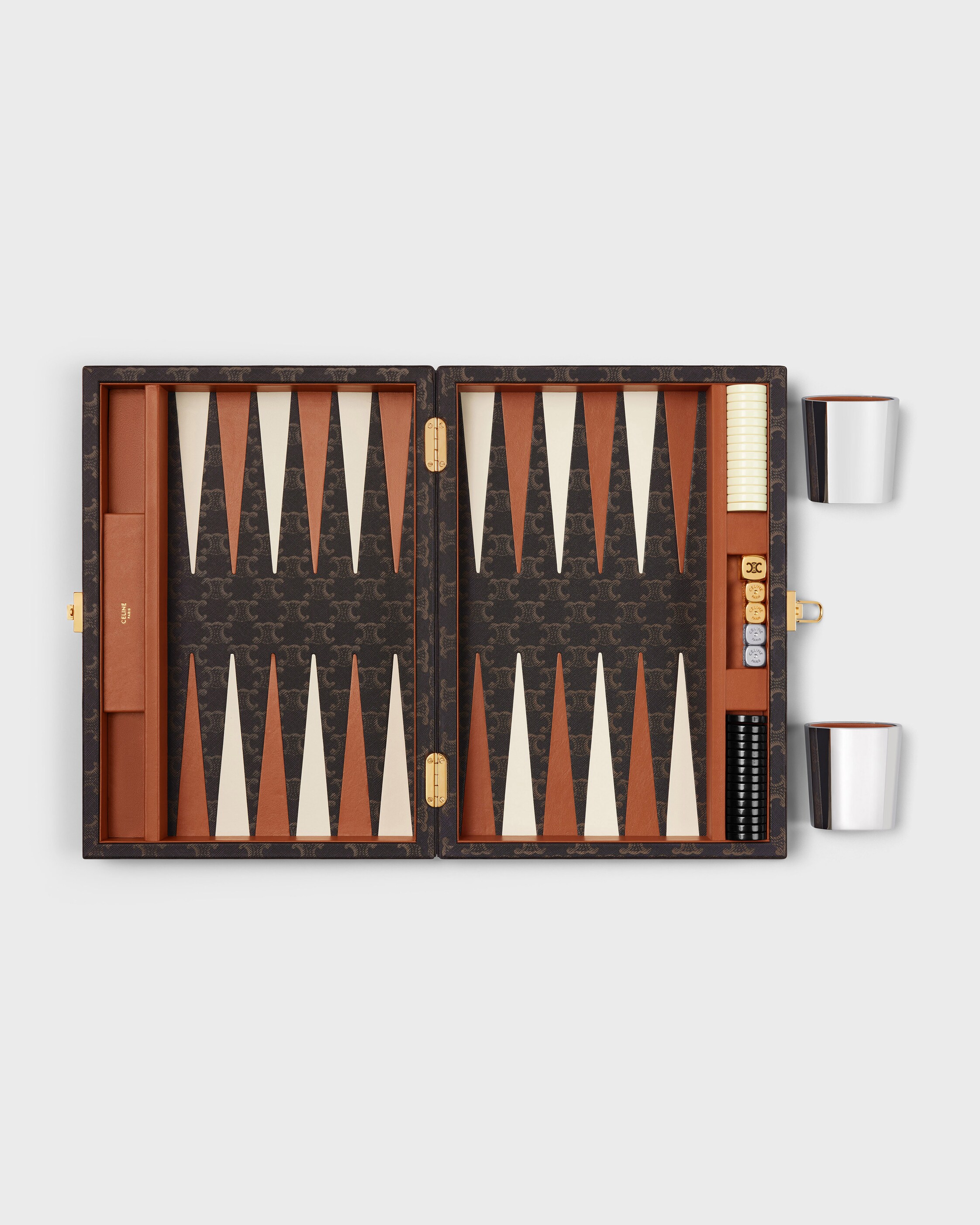 BACKGAMMON IN TRIOMPHE CANVAS - BLACK / TAN | CELINE