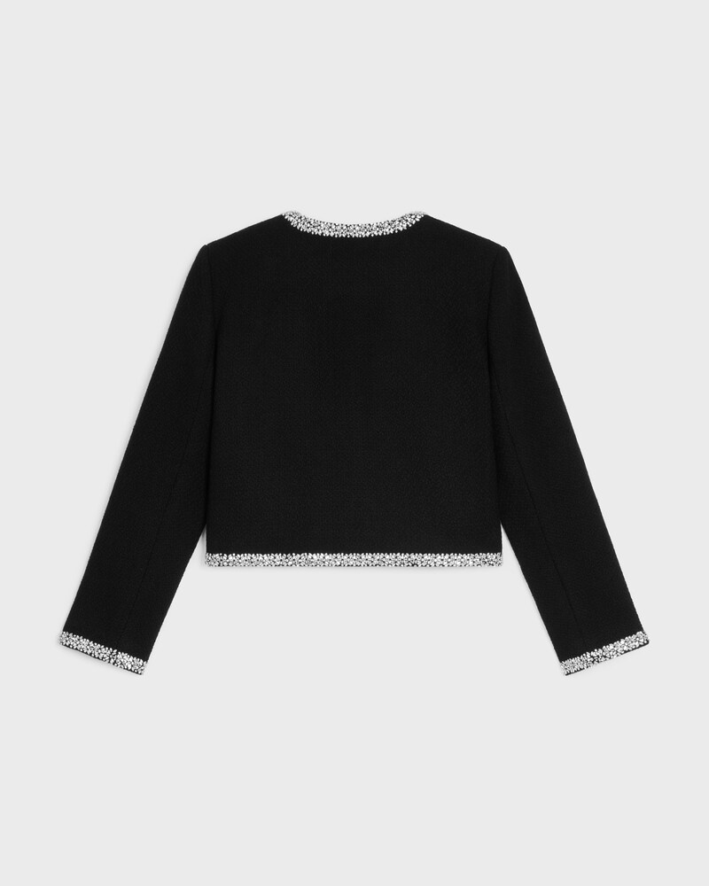 chelsea jacket in cashmere and wool tweed - BLACK -  - 1 | CELINE