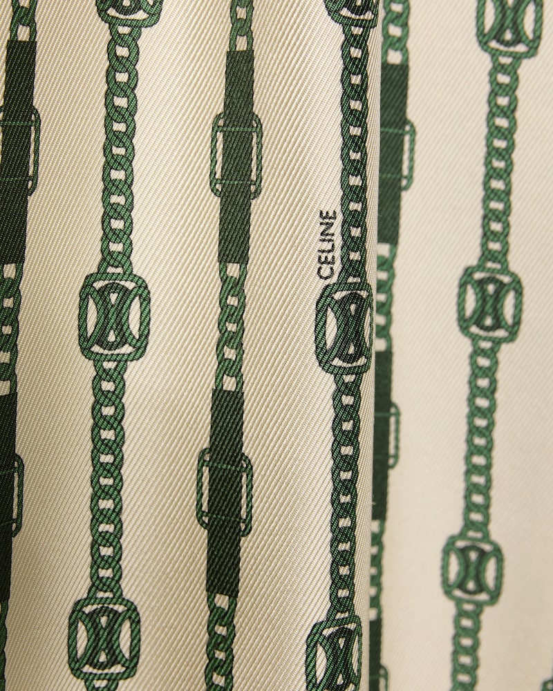 shirt IN printed silk twill - CREAM/DARK GREEN -  - 1 | CELINE