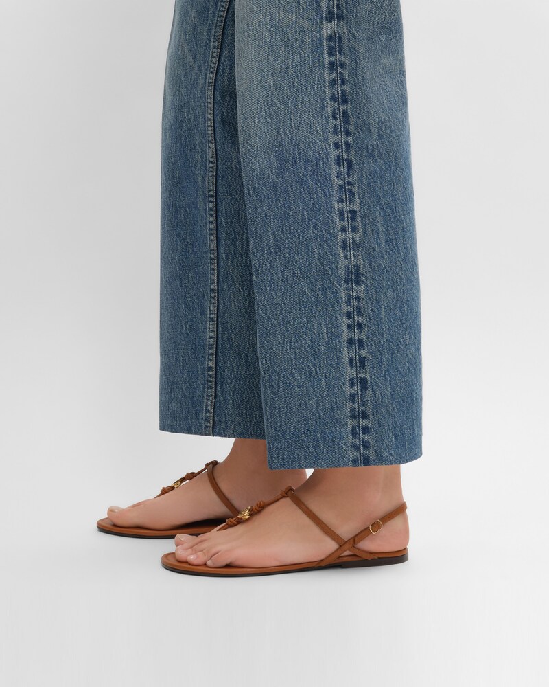 SANDALE PENNY EN CUIR DE VEAU SOUPLE - COGNAC -  - 1 | CELINE