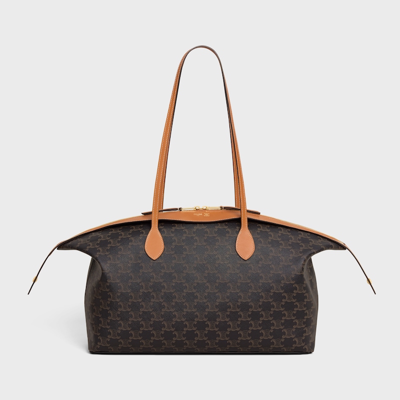large duffle bag IN TRIOMPHE CANVAS AND NATURAL CALFSKIN - MIEL - WOMEN - 1 | CELINE