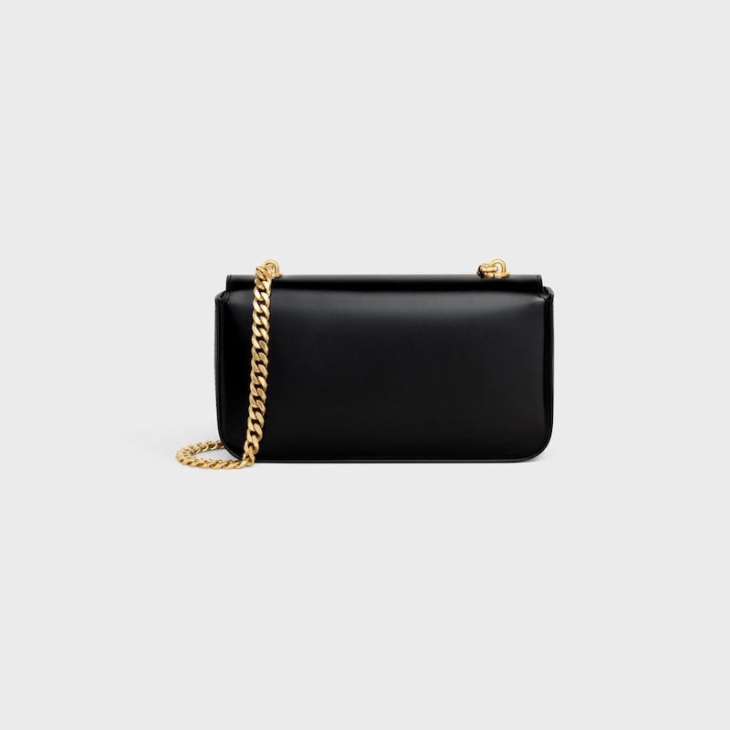 Borsa a spalla Claude con catena in pelle di vitello lucida - NERO - ALTRE LINEE - 1 | CELINE