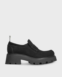 celine triomphe mocassins EN CUIR DE VEAU VELOURS - Noir -  - 1 | CELINE