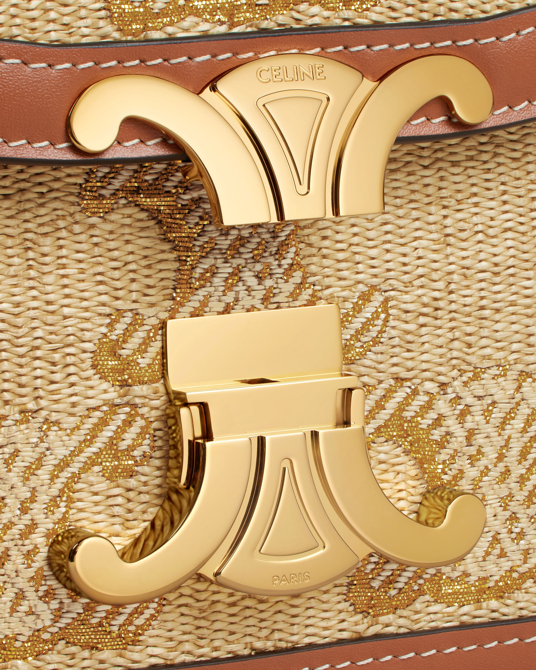 TEEN TRIOMPHE BAG in raffia effect textil with triomphe jacquard