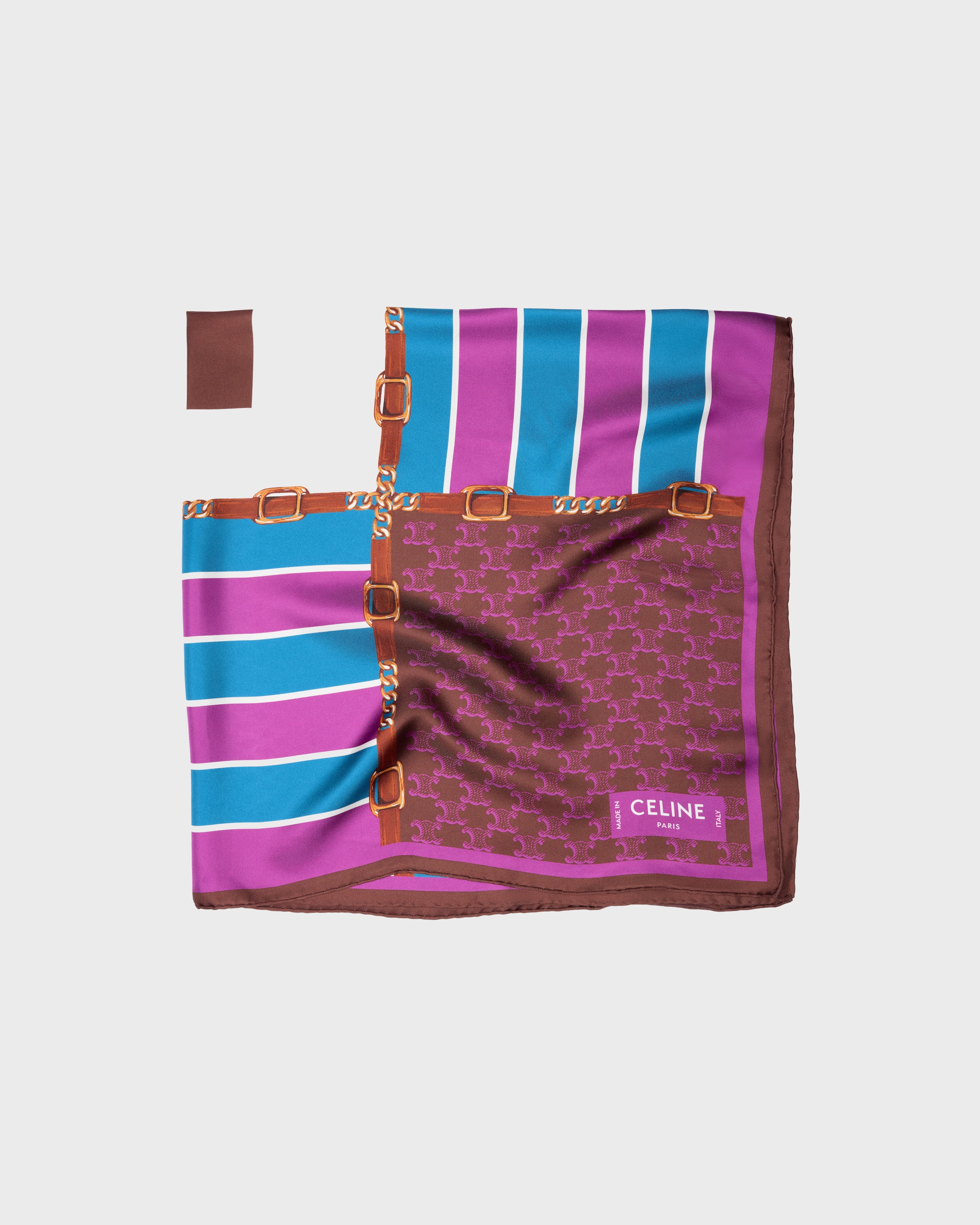 BELTS AND STRIPES FOULARD 90 - BURGUNDY/BLUE/WHITE | CELINE