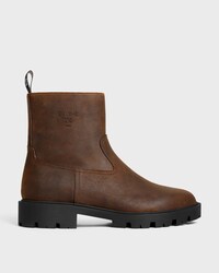 MARGARET - BOTTINE ZIPPÉE EN CUIR DE VEAU VELOURS CIRÉ - MARRON FONCÉ -  - 1 | CELINE