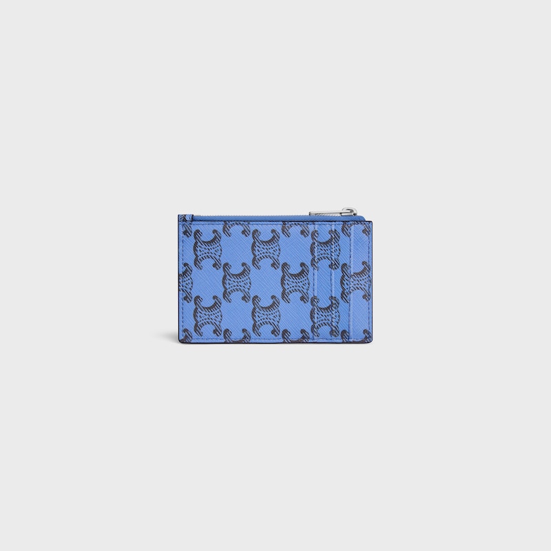 Porte-cartes zippé en Toile Triomphe et agneau - ULTRA BLEU - PORTE CARTES - 1 | CELINE