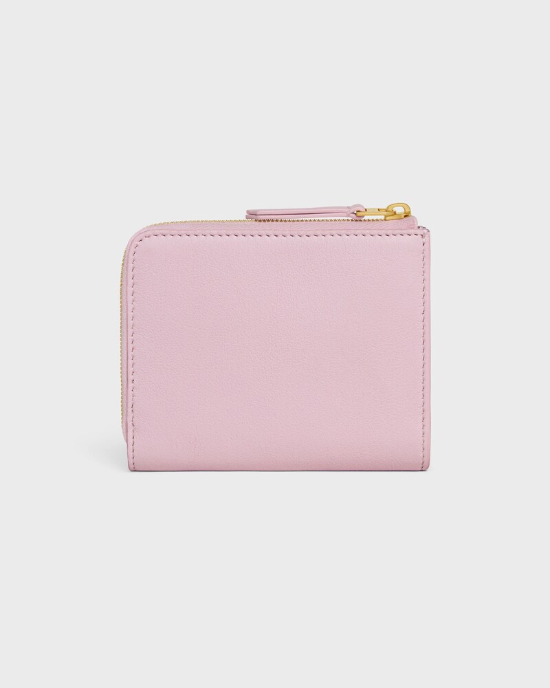 FLAT ZIPPED WALLET TRIOMPHE STAMP IN SUPPLE GRAINED CALFSKIN - DIRTY PINK / SYRAH - NEW - 1 | CELINE