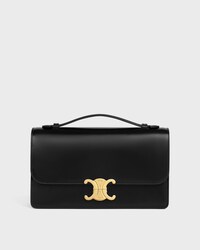 กระเป๋า TRIOMPHE FOLIO ขนาดกลาง หนังลูกวัวผิวสัมผัสเงา - สีดำ - TRIOMPHE - 1 | CELINE
