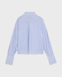 chemise cropped popeline de coton rayé - CRAIE/BLEU CIEL -  - 2 | CELINE