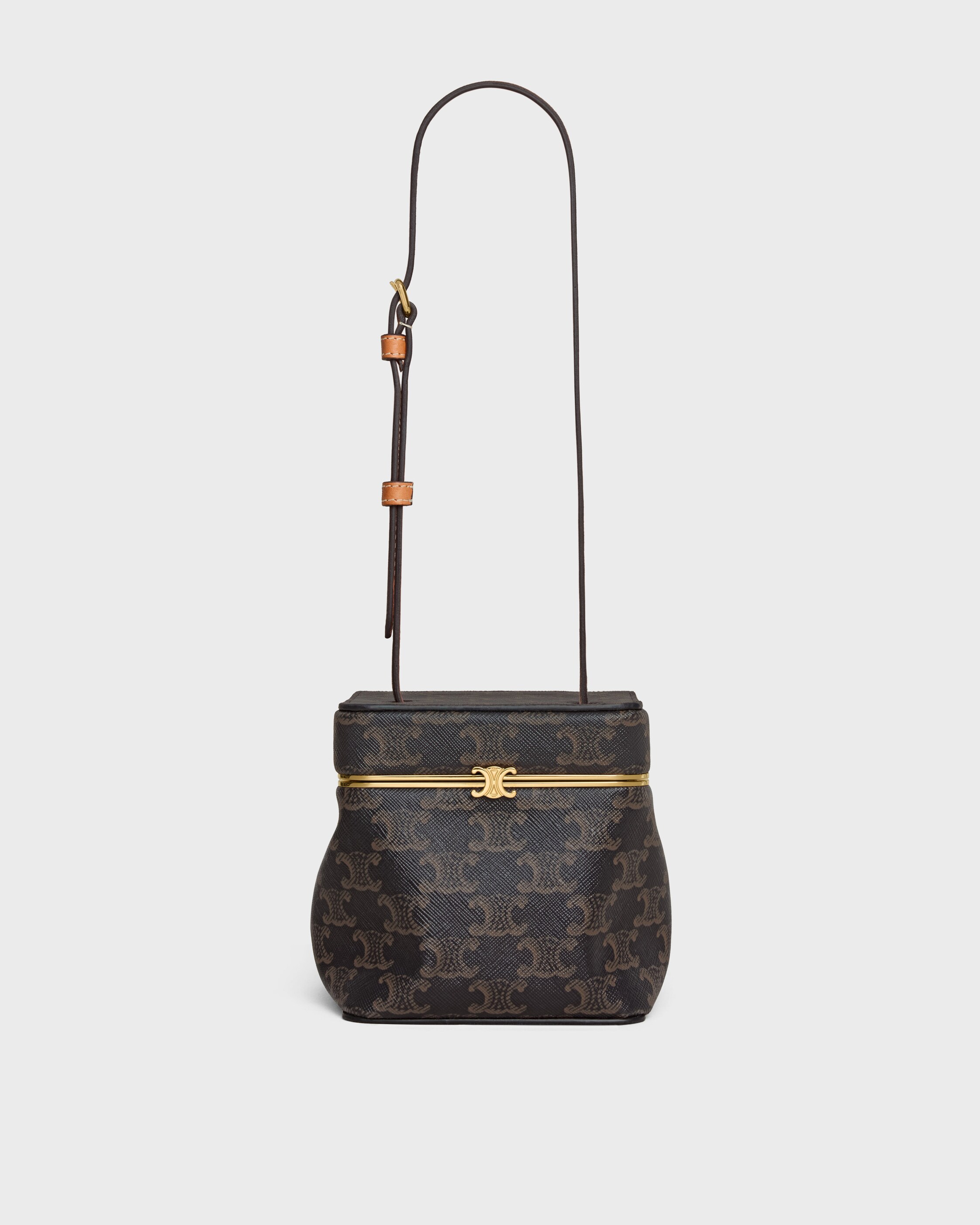 CUBE FRAME IN TRIOMPHE CANVAS AND NATURAL CALFSKIN - MIEL | CELINE