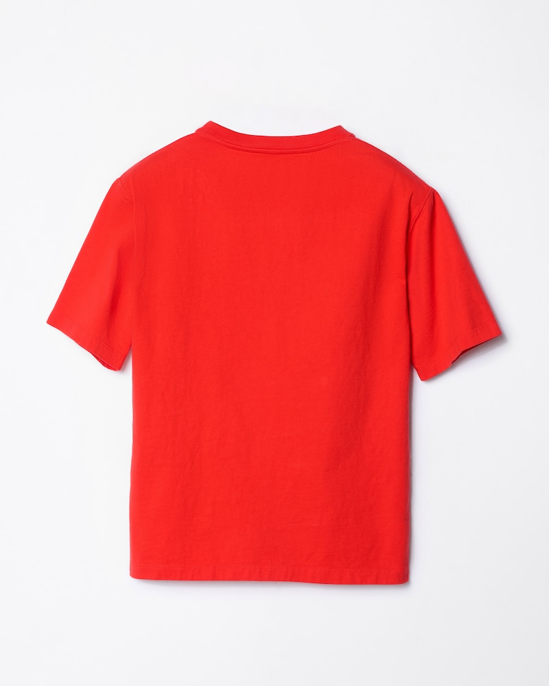 CAMISETA EN PUNTO DE ALGODÓN - ROJO CICLISTA / BLANCO / AZUL MARINO -  - 1 | CELINE