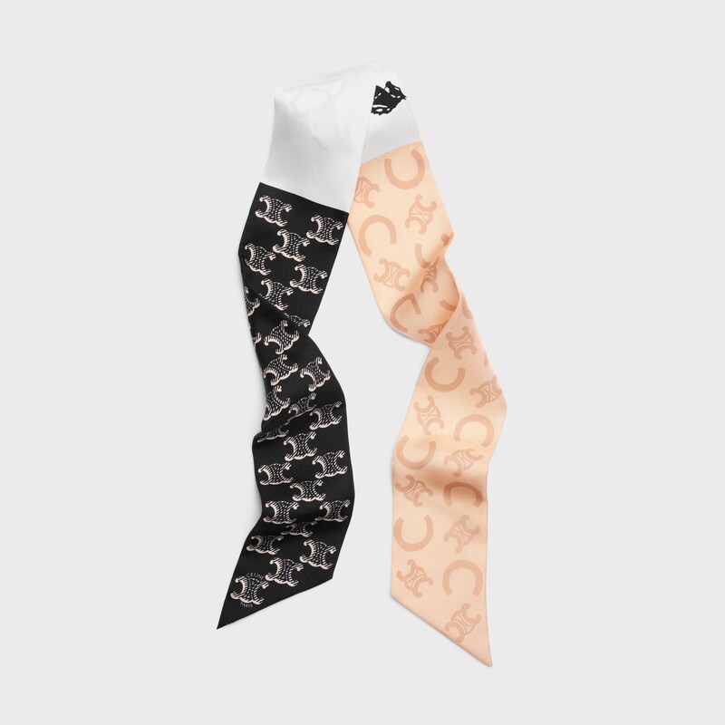 ribbon IN SILK TWILL - OPTIC WHITE/BLACK -  - 1 | CELINE