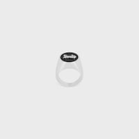 CELINE SULKY Signet Ring IN Enamel and Brass with Rhodium Finish - SILVER / BLACK -  - 1 | CELINE