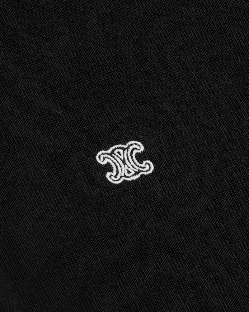 polo shirt IN ribbed cotton - BLACK / WHITE -  - 1 | CELINE