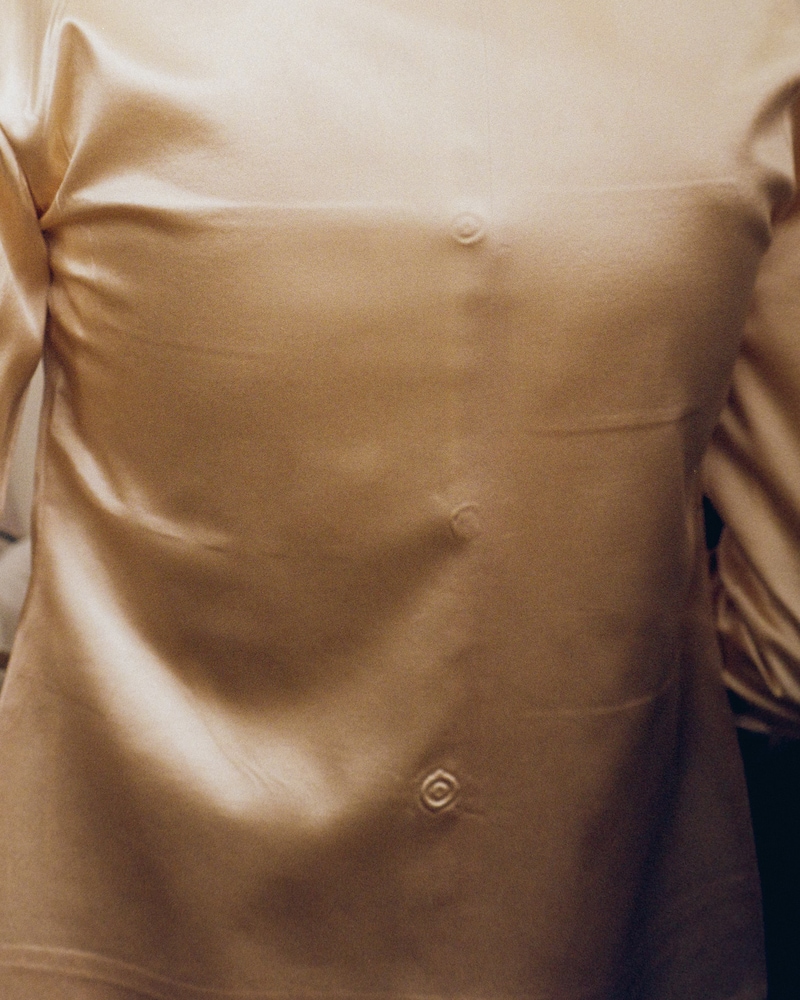 FLAT CHORE JACKET IN SATIN - CREME -  - 1 | CELINE