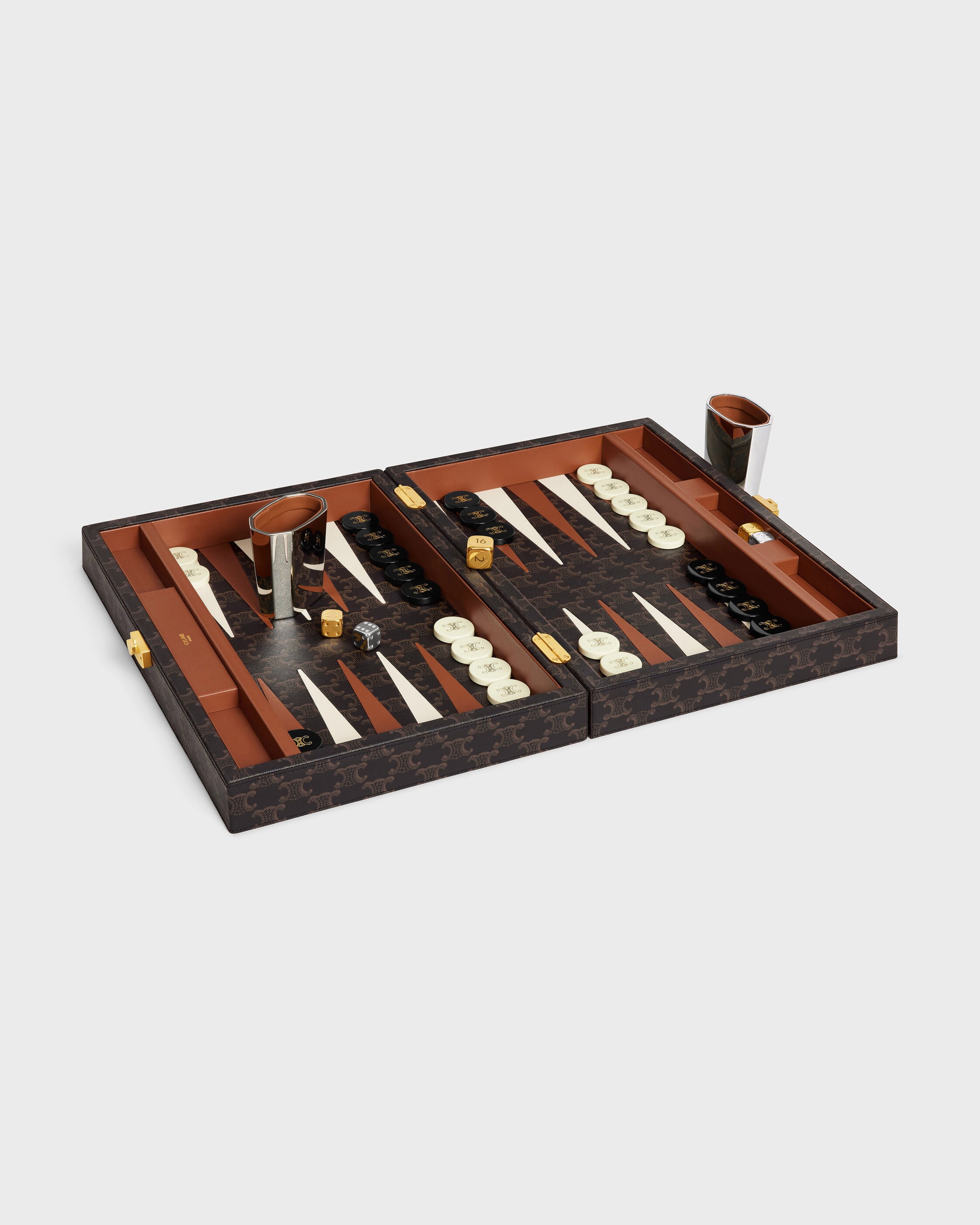 BACKGAMMON IN TRIOMPHE CANVAS - BLACK / TAN | CELINE