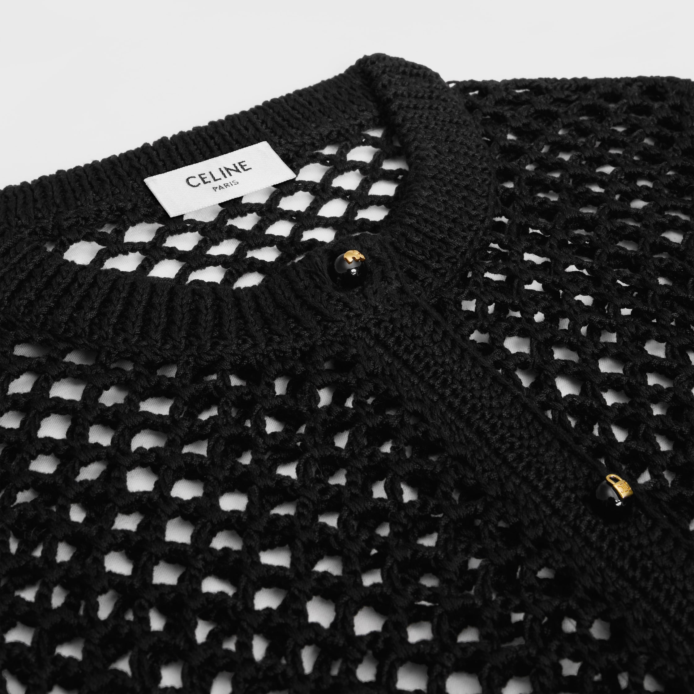 cardigan IN cotton crochet - BLACK | CELINE