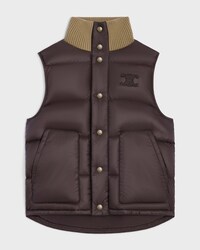 sleeveless puffer jacket IN light nylon - BROWN -  - 1 | CELINE