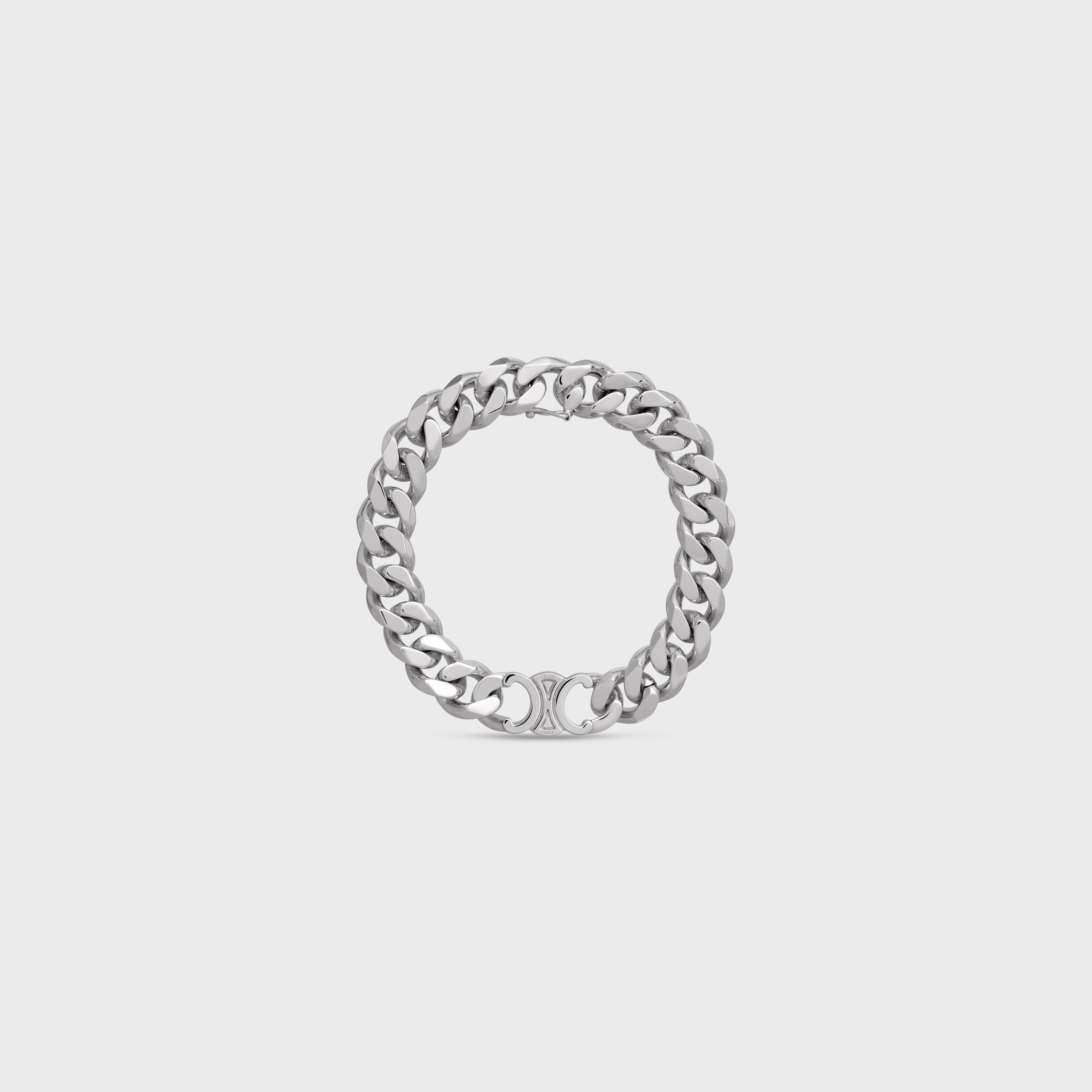 CELINE Triomphe Gourmette Bracelet in Brass with Rhodium Finish