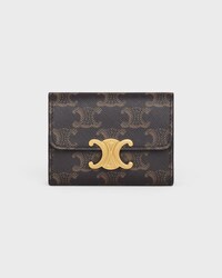 COMPACT WALLET WITH COIN TRIOMPHE IN triomphe canvas - TAN - COIN HOLDERS - 1 | CELINE
