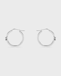 Triomphe Sparkle Hoops in Strass and Brass with Rhodium Finish - SILVER - TRIOMPHE - 1 | CELINE