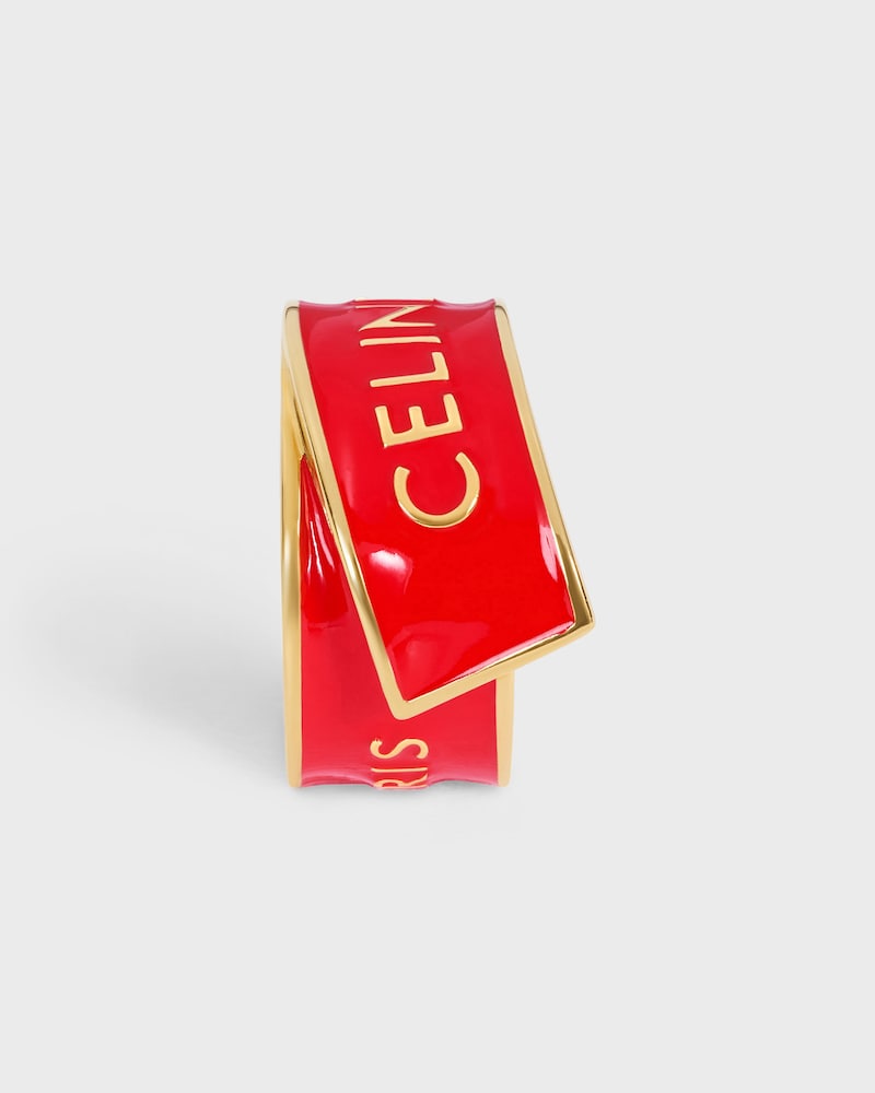 CELINE RIBBON RING IN ENAMEL AND BRASS WITH GOLD FINISH - RED / GOLD -  - 1 | CELINE