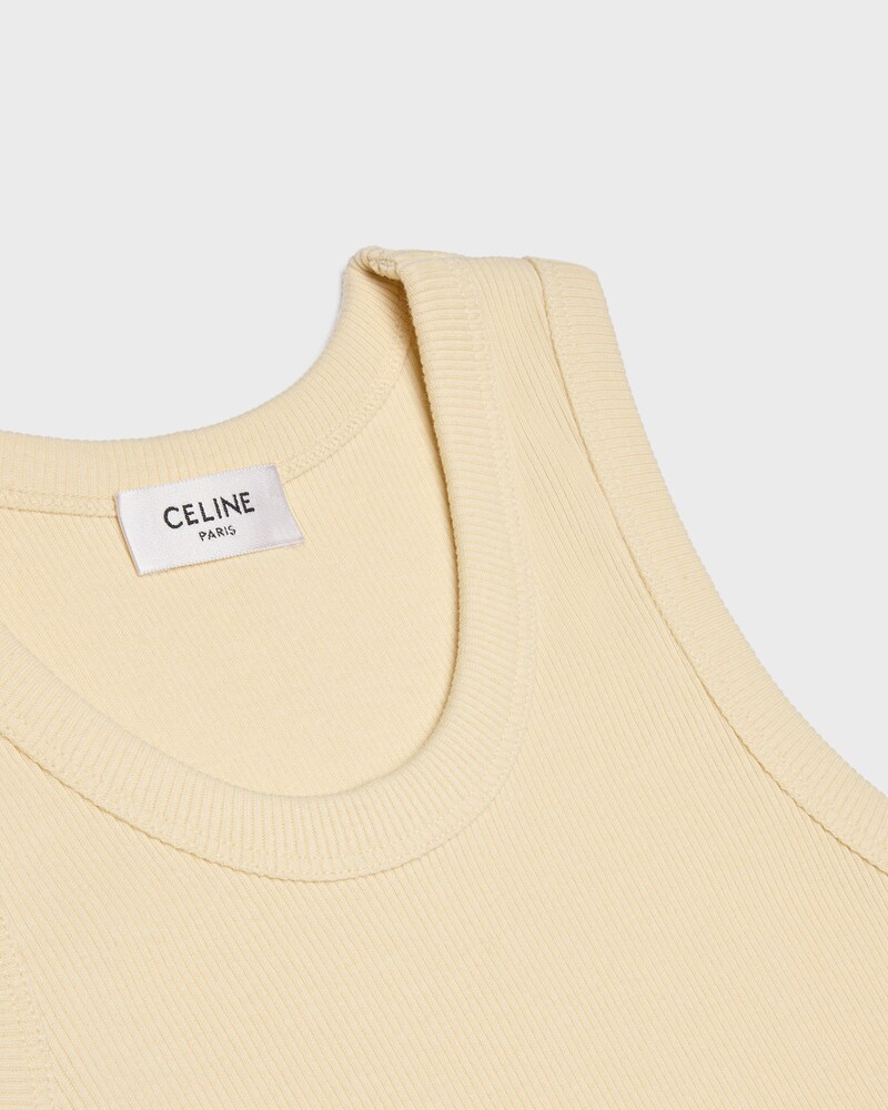 tank top IN ribbed cotton silk - VANILLA/ RED -  - 1 | CELINE