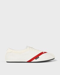 THE FLAT SNEAKER IN GROS GRAIN, VELVET, SUEDE GOATSKIN AND LAMBSKIN - WHITE/RED -  - 1 | CELINE