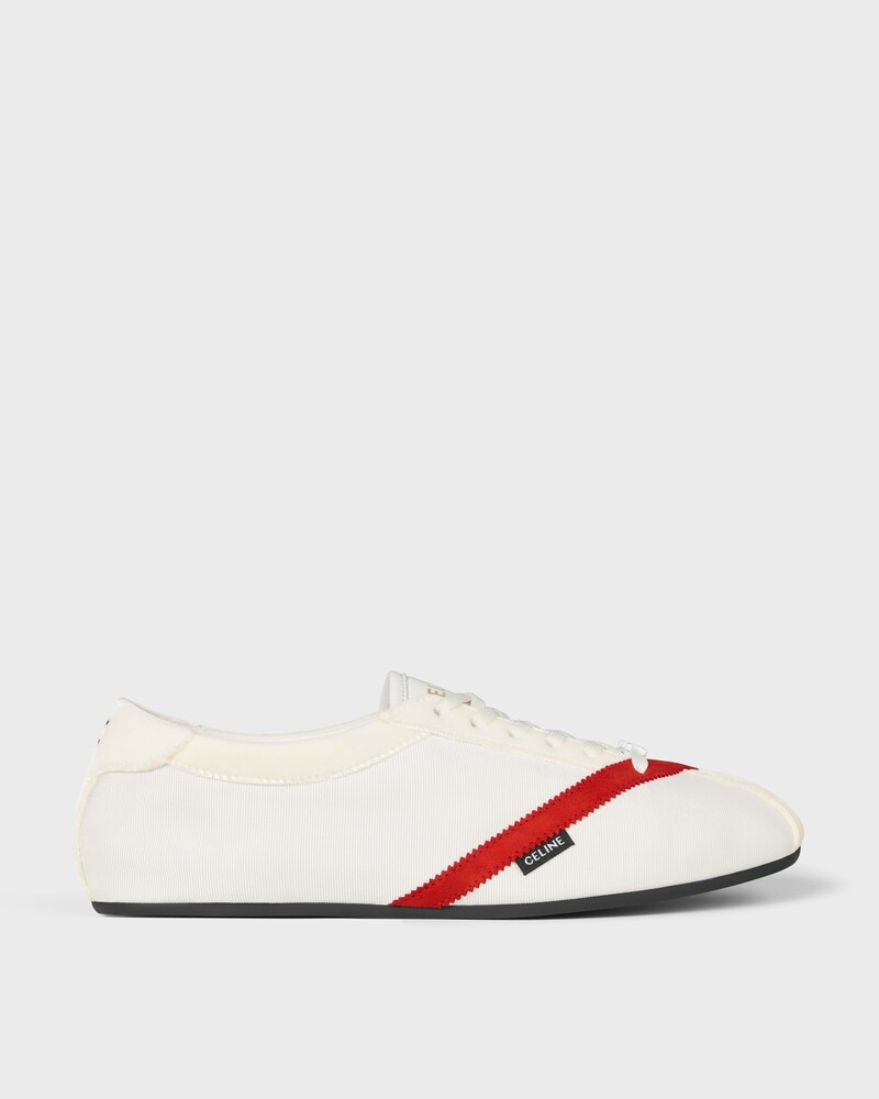 DER FLAT SNEAKER AUS GROSGRAIN, SAMT, ZIEGENWILDLEDER UND LAMMLEDER - WEISS / ROT -  - 1 | CELINE