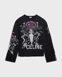 long sleeved t-shirt IN cotton jersey - WASHED BLACK/ WHITE/ RED -  - 1 | CELINE