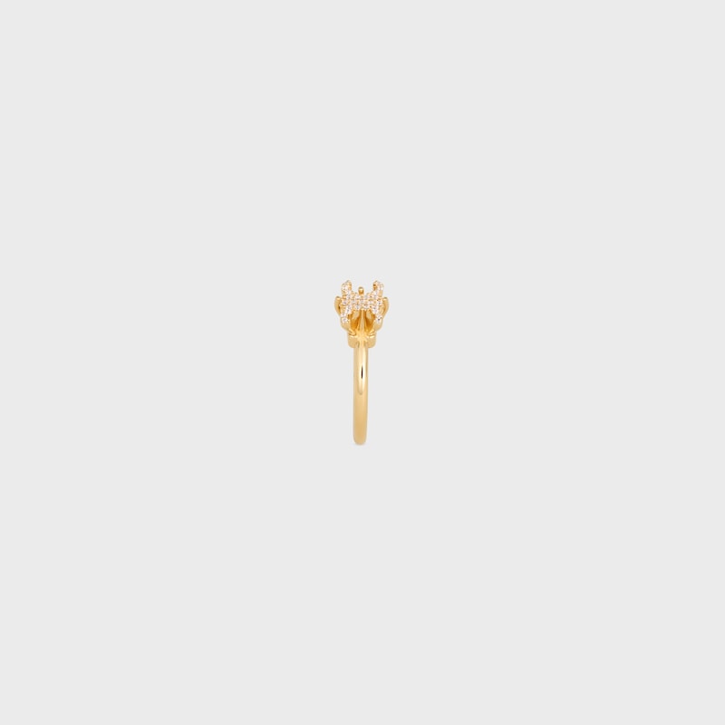 Triomphe Solitaire Sparkle Ring in Strass and Brass with Gold Finish - GOLD -  - 1 | CELINE