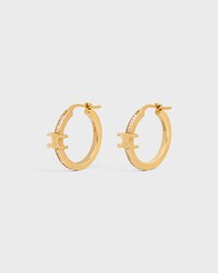 Triomphe Sparkle Hoops in Strass and Brass with Gold Finish - GOLD - TRIOMPHE - 2 | CELINE