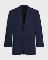 colonne jacket IN GRAIN DE POUDRE WOOL - NAVY -  - 1 | CELINE