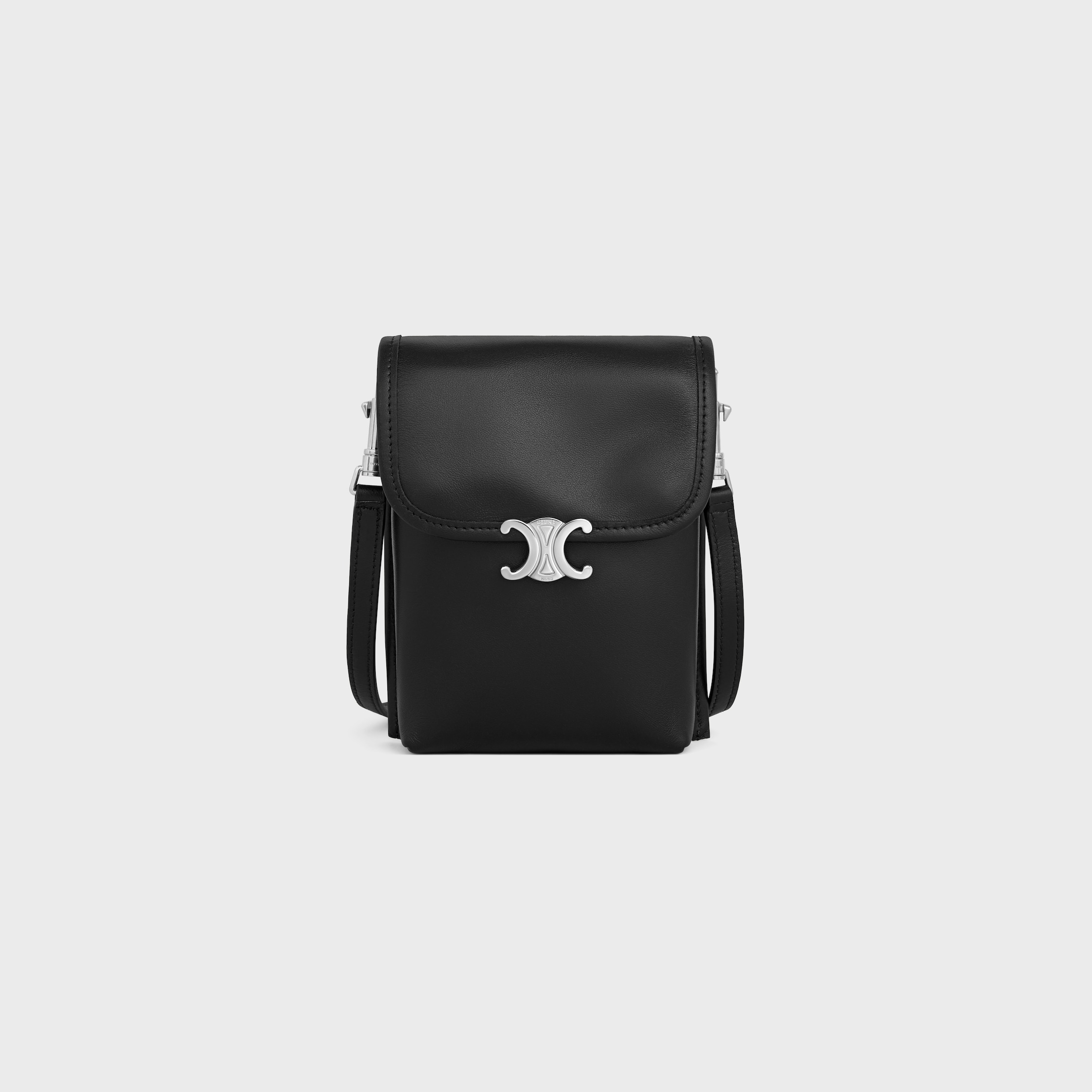 VERTICAL POUCH SOFT TRIOMPHE IN SMOOTH LAMBSKIN - BLACK | CELINE