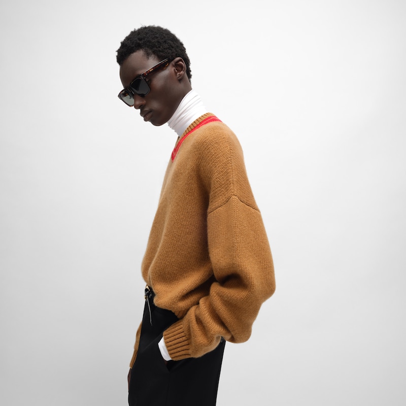 v-neck sweater IN cashmere - CAMEL / RED -  - 1 | CELINE