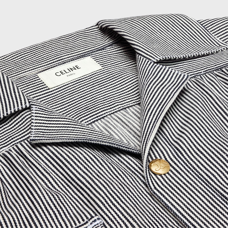 tunic mini dress in hickory striped cotton - RAW WASH -  - 1 | CELINE